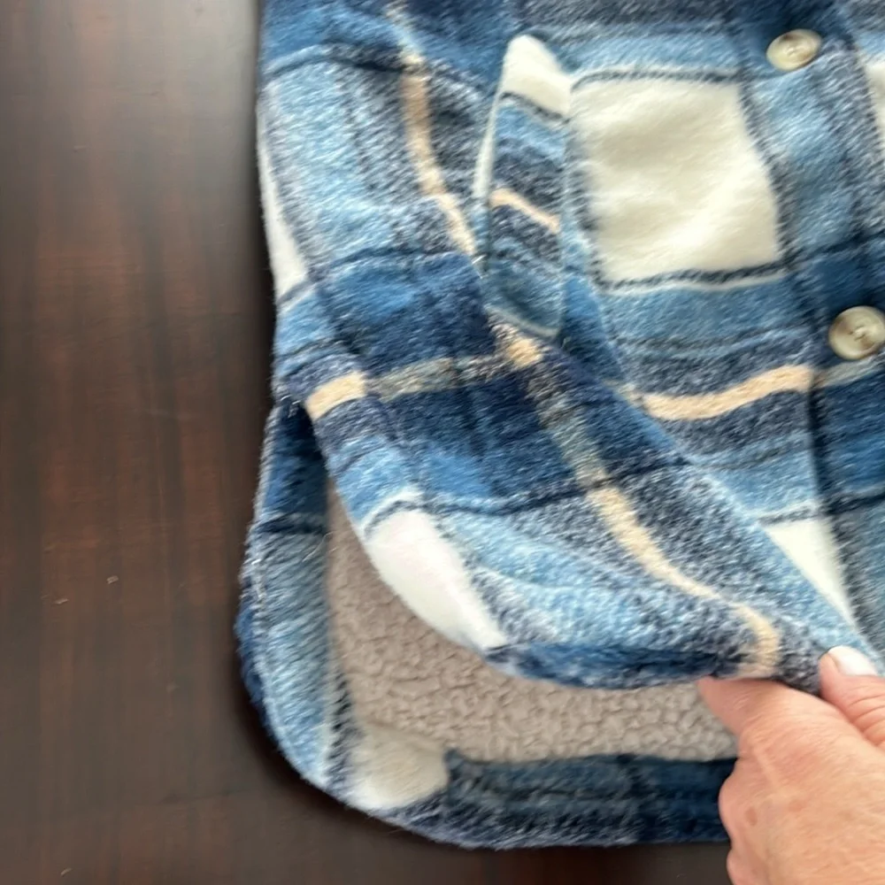Joe Fresh Blue and Cream Plaid Coat - Picture 8 of 11